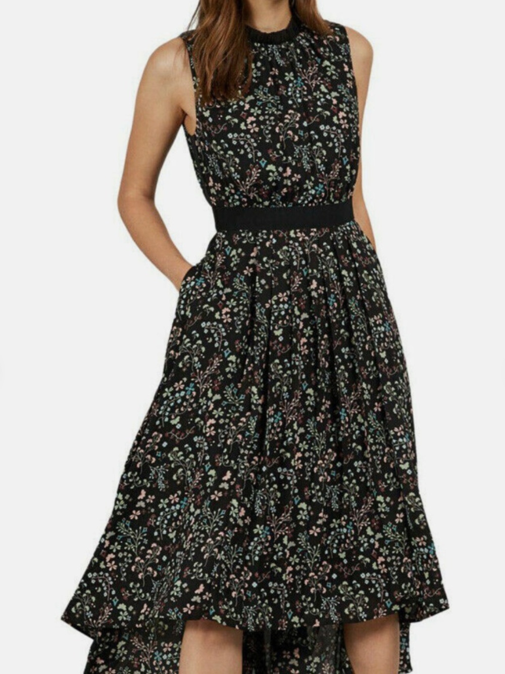 Ted Baker Frarley Hazel Print Dip Hem Midi Dress